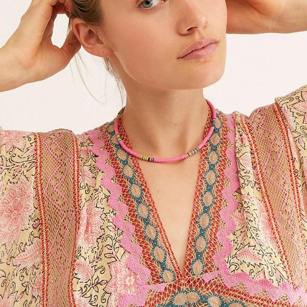 

мода женщины ретро богемия мягкая керамика choker checka 2, Golden;silver