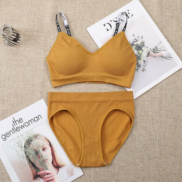 

women bra panties set push up fitness bra set letter strap seamless active bralette women lingerie set sports underwear c1211, Black;white