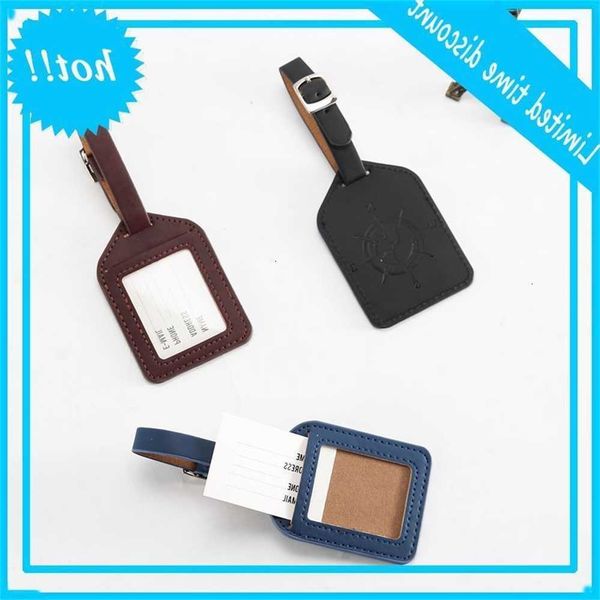 

200pcs luaage portable compass leather suitcase label bag pendant handbag travel accessories name id address tags, Black