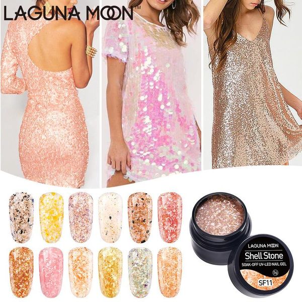 

nail gel lagunamoon 8ml shell stone polish uv led soak off varnish lacquer long lasting manicure pedicure beauty salon, Red;pink