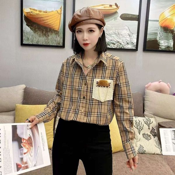 

2020 european stripe thickened cotton women's autumn and winter single breasted cardigan lapel shirt to keep warm, White