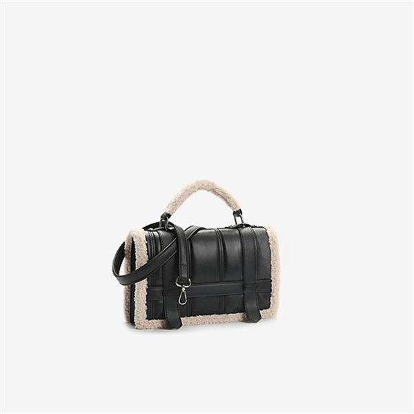 

women's bag 2020 winter new lamb wool patchwork quilted casual hand bill of lading shoulder bagfashion pearl wool shoulder bag for jz43