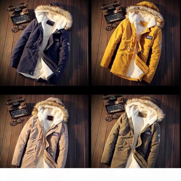 

winter parka men jacket fur hood 2017 winter jackets oversize 5xl mens parka homme navy green khaki yellow men puffer, Black