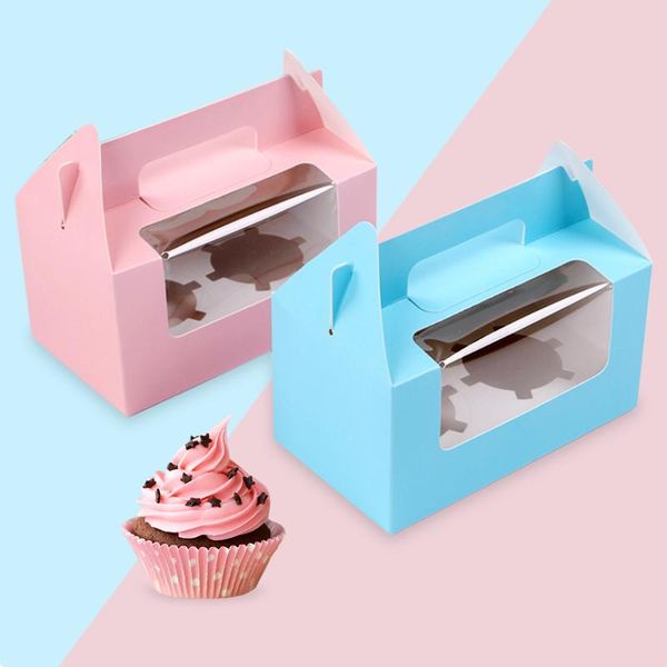 

gift wrap 10pcs portable muffin box pastry boxes visible cute round cupcake mousse baking bag containers with clear window party