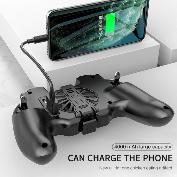 

game controllers & joysticks pubg controller phone gamepad mobile trigger l1r1 shooter joystick holder cooler fan with 2000/4000mah battery