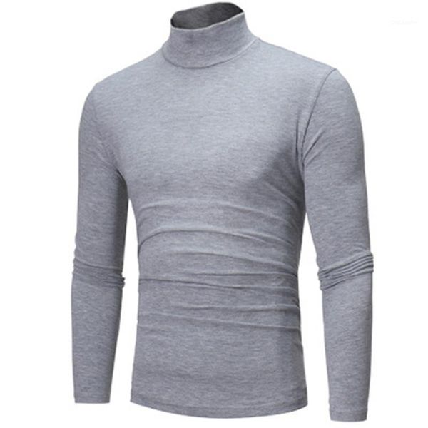

2020 autumn and winter new foreign trade high collar solid color wild t-shirt men's slim long-sleeved t-shirt bottoming ysc081, White;black