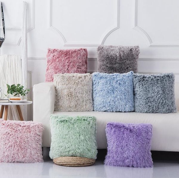 

soft plush pillow case candy color pillowcase pillow cover double face car cushion cover home sofa decoration
