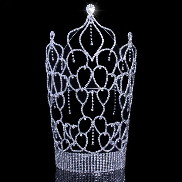 

40cm/16in height huge crwon crystal bridal tiara luxury headband headpiece, Golden;silver