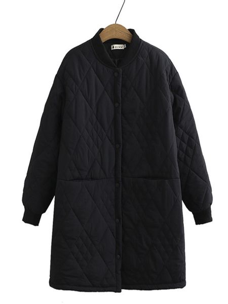 

2021 losangous-length meads loose cotton big coat size women's clothes new style elegant thick dxy2, Black