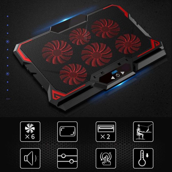 

lapcooler lapcooling pad notebook gaming cooler stand with six fan and 2 usb ports for 13-17inch