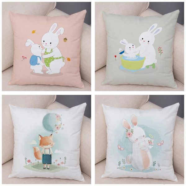 

super cute short cartoon soft giraffe plush case decor nordic lovely animal cushion cover for sofa kids room