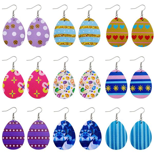 

women waterdrop shape leather earrings dangle double sided printing charm earring ladies girls drop eardrop designer jewelry statement gift, Silver