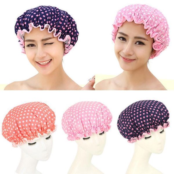 

shower cap bath hat peva waterproof double layer women supplies bathroom accessories shower hair cover h sqcubh