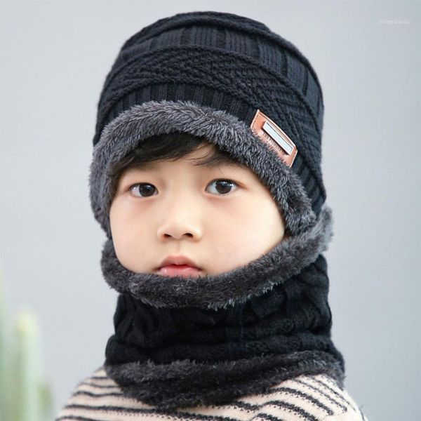 

2020 autumn winter 6 colors boy girl student hats with scarf fleece winter keep warm kids earmuffs hat toddler girl caps scarf1