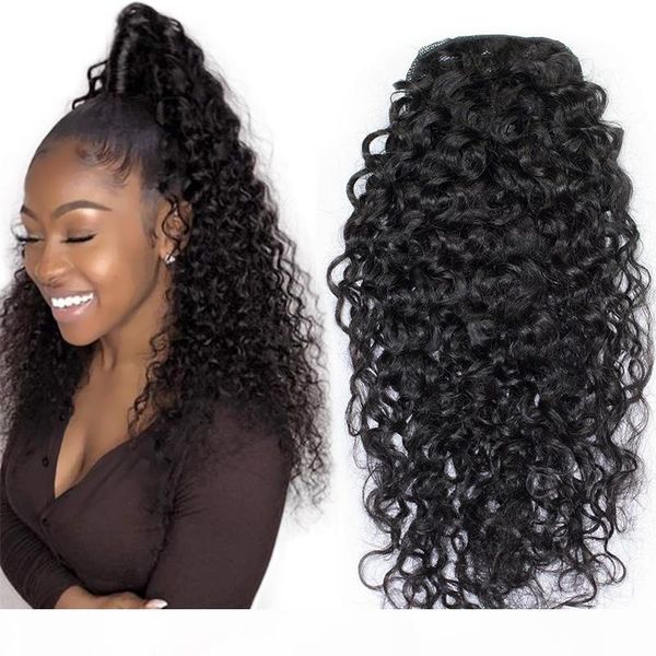 

brazilian human hair tight natural ponytail deep curly one piece clip in human hair extensions drawstring ponytail for black women 160g