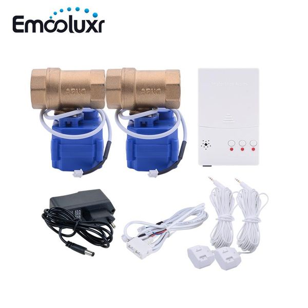 

smart home sensor leak water alarm flood leakage detection system with automatic shut off valve 1" bsp motorized and wire