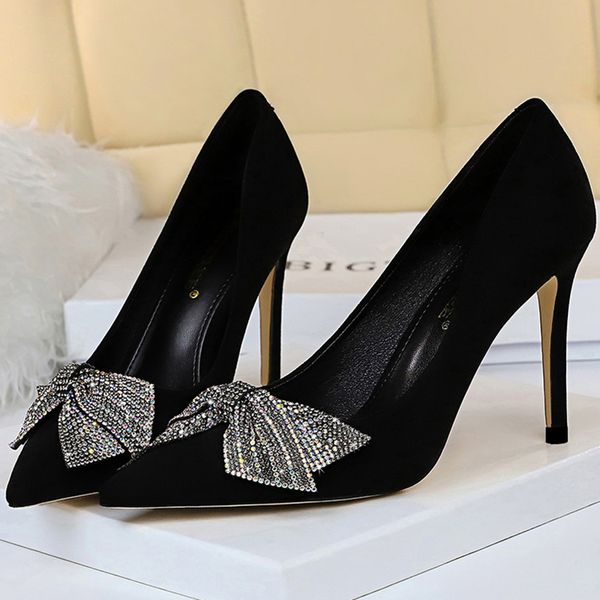 

2021 new woman 9.5cm high-heeled crystal glitter bombs lady black women's red jumps women scarpins valentine wedding shoes zh7n