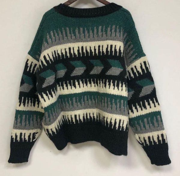 

women's sweaters 2021 woman vintage colorful geometric wool blend sweater drop shoulder long sleeves fashion jumper, White;black