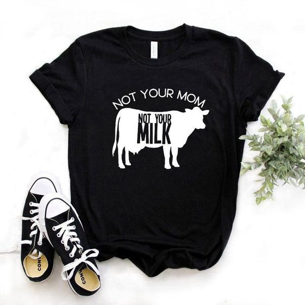 

women t shirt not your mom not your milk cow print tshirt women short sleeve o neck loose t-shirt ladies causal tee shirt, White