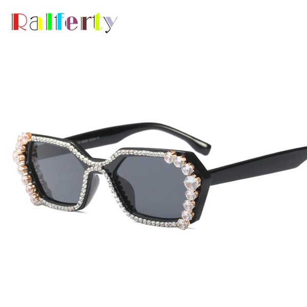 

ralferty luxury crystal bling sunglasses women diamond sun glasses uv400 black small rhinestone eyewear handmade shades f97539-1, White;black