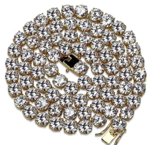 

gold plated copper hip hop round cz zirconia tennis chain necklace 4 6 8mm iced out diamond punk rock rapper wmtkae bdegarden, Silver