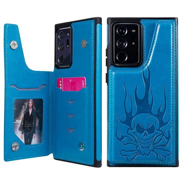 

for samsung galaxy note20 ultra skull head embossing pattern shockproof protective case with holder card slots wallet