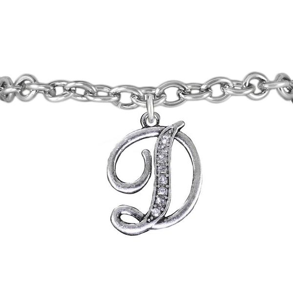 

charm bracelets double nose english letters d alphabet capital a-z 26 words charms wristband statement girl women jewelry fashion, Golden;silver
