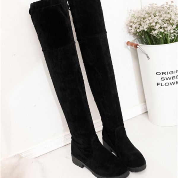 

women's 2020 winter new over-the-knee boots plus velvet oversize shoes y1201, Black