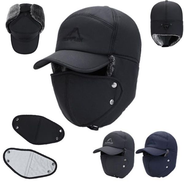 

cycling caps & masks winter fur warm windproof hat men women lei feng cap bomber faux ear flap black ski trooper trapper cold anti-snow
