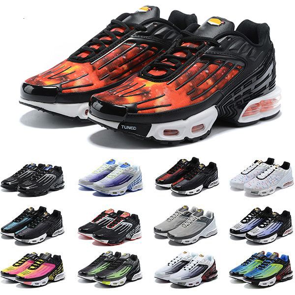 

tn plus 3 iii running shoes tn 3 chaussures purple nebula triple white black hyper blue green sunset neon mens trainers sports sneakers, White;red