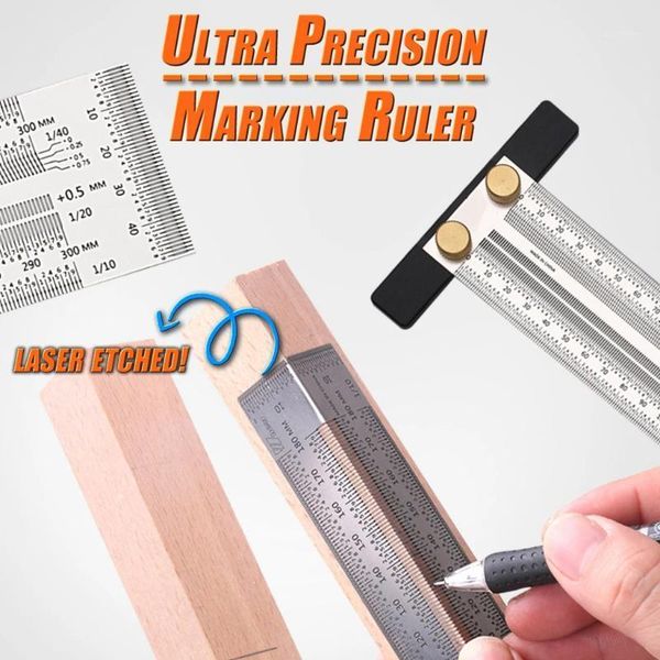 

ultra precision marking ruler scale ruler t-type hole stainless scribing woodworking mark line gauge carpenter #351