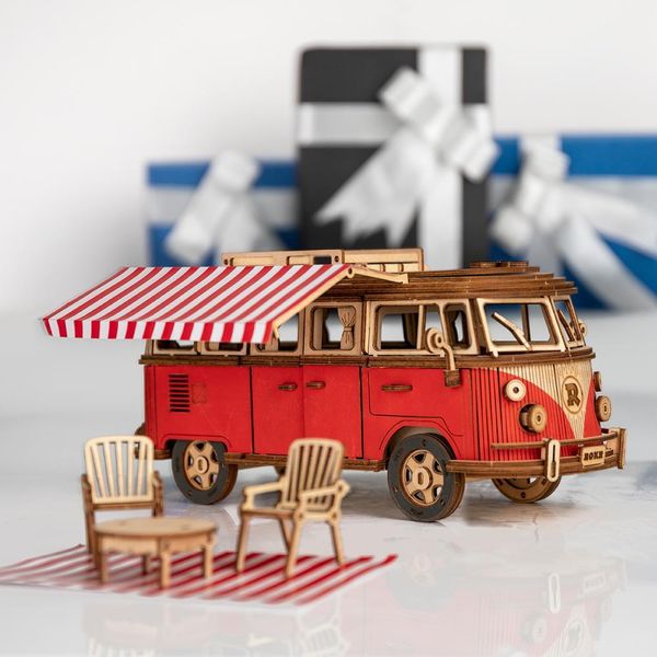 

robotime 242pcs diy 3d camper van wooden recreational vehicle puzzle game assembly car toy gift for children teens mcb01 wmtguq