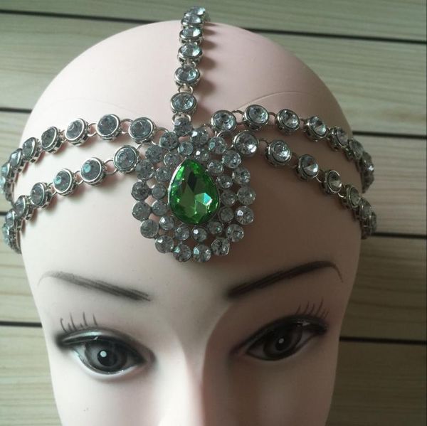 

hair clips & barrettes handmade kundan stones chain head jewellery, Golden;silver