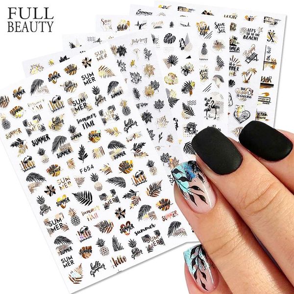 

stickers & decals 8pc winter nail art leaves geometric 3d adhesive slider decoration gold black white manicure foil set chf654-661-2