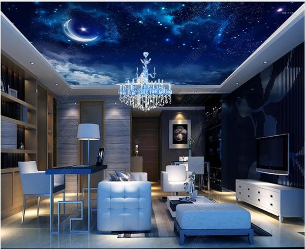 

wallpapers custom ceiling wallpaper 3d zenith murals fashion dream black night starry sky living room bedroom mural1
