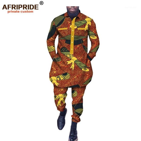 

men's tracksuits 2021 africa spring&autumn pants set for men afripride full sleeve single breasted split long pants men's cotton a, Gray