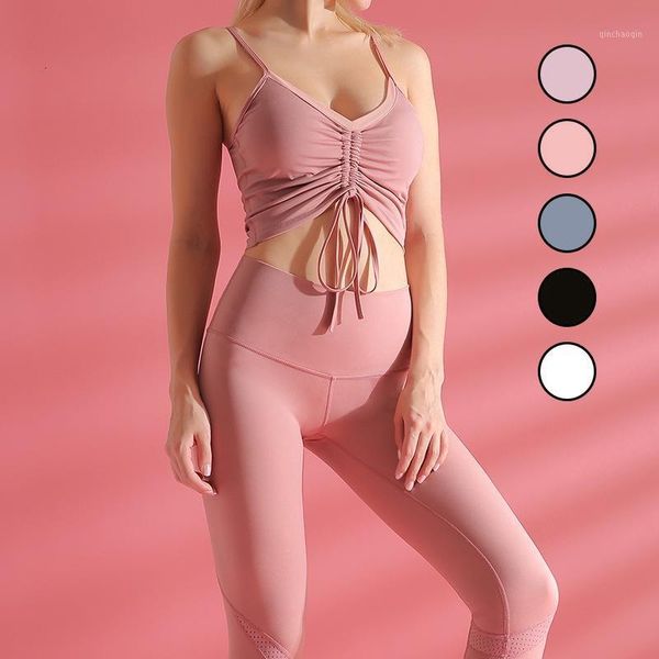 

female sports bra harness back sports tank yoga fitness vest1, White;black