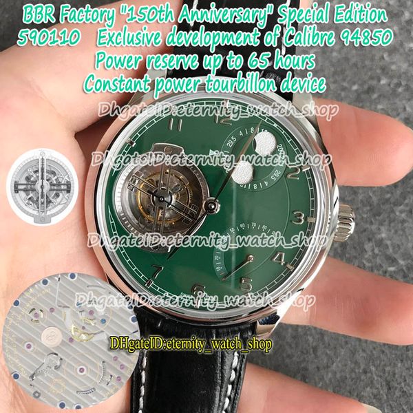 

eternity bbrf 150th anniversary special constant version force tourbillon a94850 automatic 590110 moon phase green mens watch power reserve, Slivery;brown