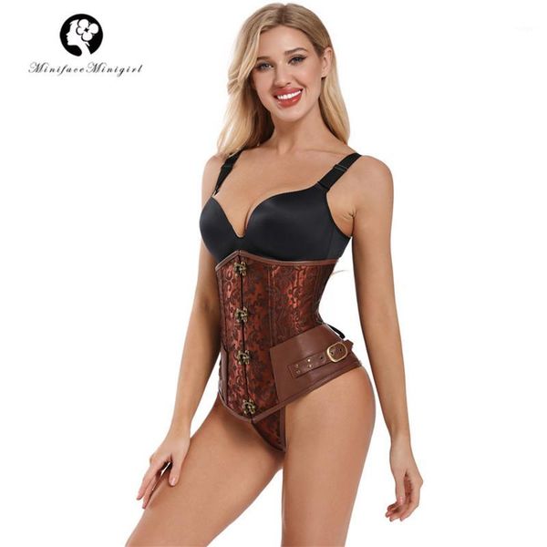 

steampunk underbust leather corset bustier femme plus size gothic clothing vintage corsetic slimming girdles bodysuit corsets1, Black;white