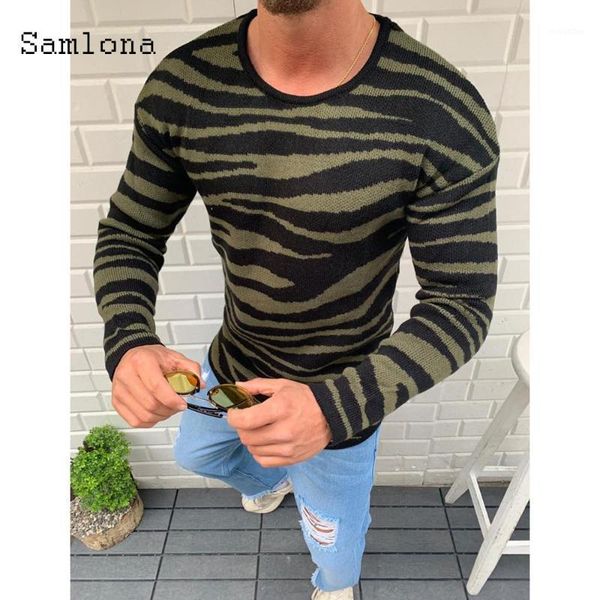 

samlona new knitting sweater mens spring autumn leisure casual patchwork color stripes sweaters pullovers male clothing 20201, White;black