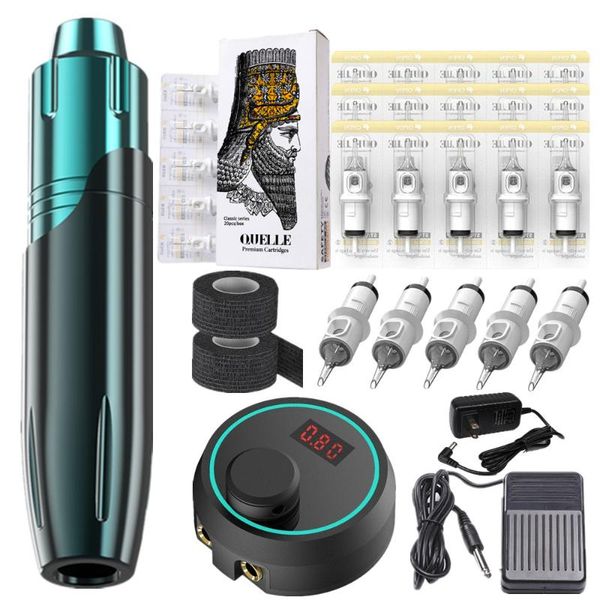 

tattoo guns kits machine kit rotary cartridge pen set 20pcs needles power supply