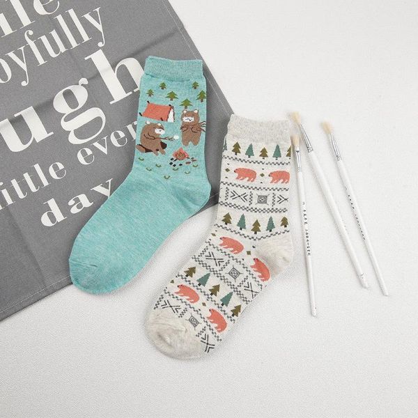 

socks & hosiery [peonfly] cute polar bear animals lovely cartoon cotton south korean creative colorful fashion beautiful floor, Black;white