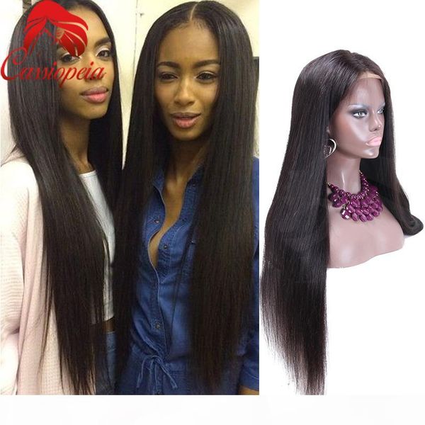 

glueless silky straight middle part full lace wigs for black women virgin malaysian human hair lace front wigs 8a grade quality, Black;brown