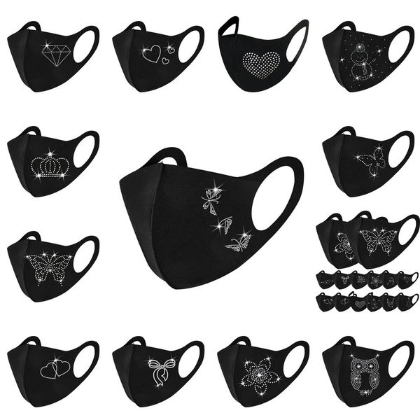 

christmas face designer inlaid mask diamond mouth masks men women hanging ear glitter sequin black facemask wholesale 6 n27pc