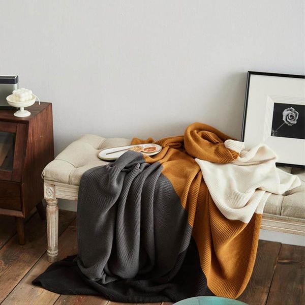 

cotton knitted creative color matching blanket thread blanket lunch break lazy air conditioning throw sofa towel