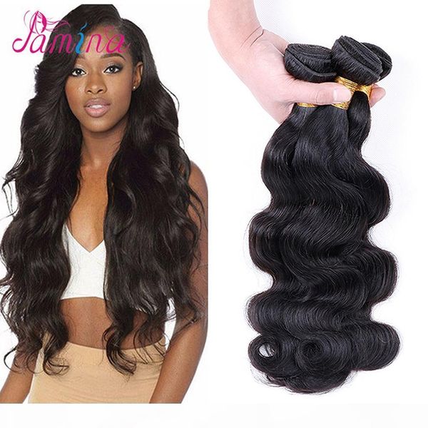 

pamina hair malaysian hair bundles 3 4 bundles 8-30 inch body wave deals virgin remy body wave 100% human hair extensions, Black