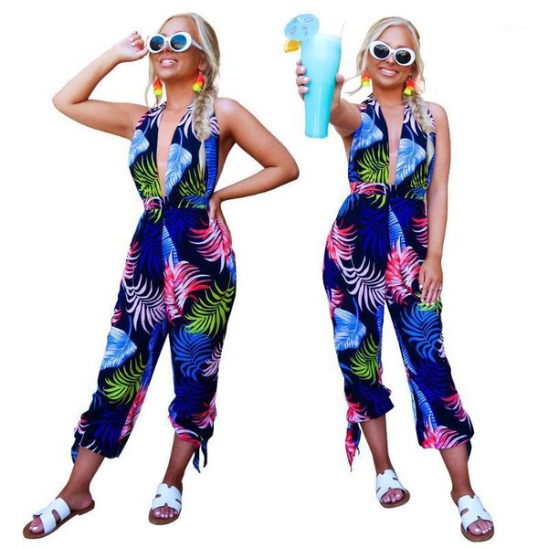 

women's v-neck halter straps jumpsuit fashion casual backless jumpsuit1, Black;white