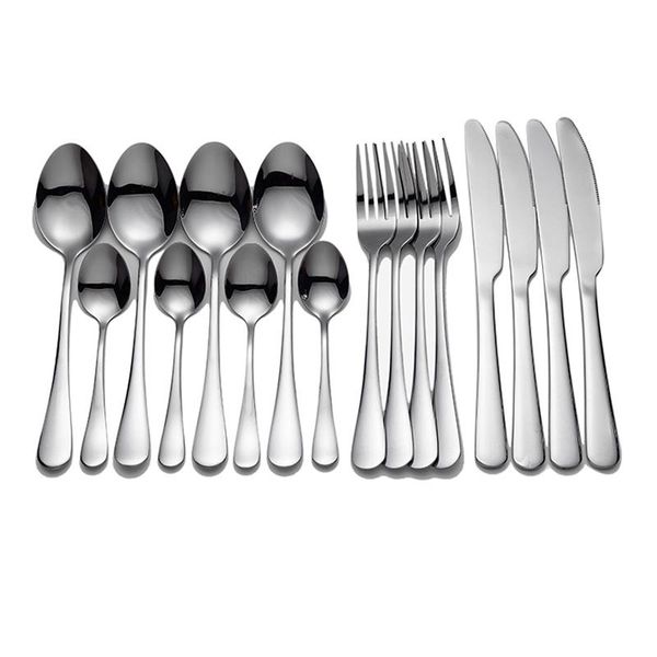 

spklifey black cutlery 16 pcs stainless steel cutlery black tableware fork spoon fork spoon knife set dinnerware set dropshiping h bbytbr