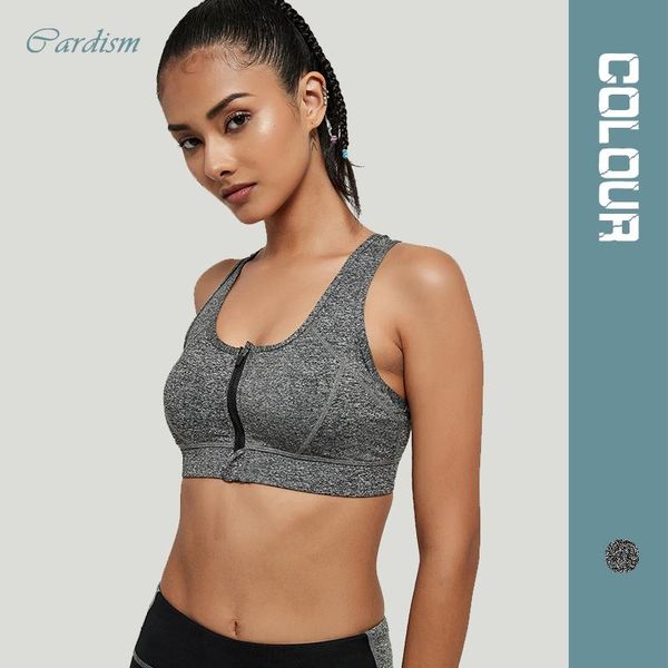 

gym clothing cardism women's sport bra fitness push up yoga bras woman 2021 bralette zipper sports crop black female, White;black