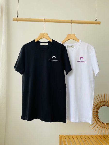 

marine serre womens designer tshirts paris fashion clothes embroidery print letter breathable pairs couple shirts mens short sleeve, White